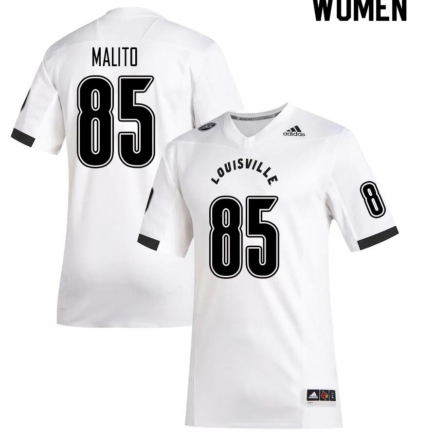 Women #85 Nicholas Malito Louisville Cardinals College Football Jerseys Sale-White
